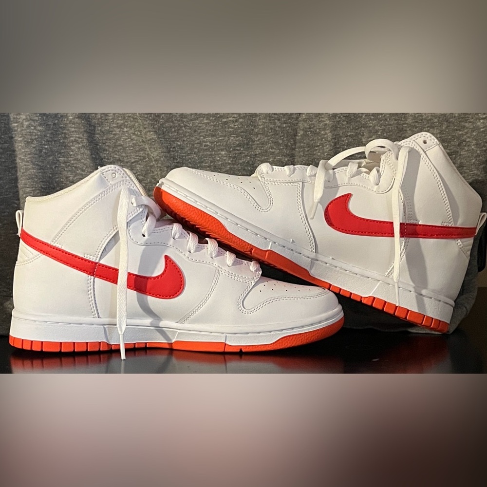Nike White and Red High-Top Sneakers - Picture 1 of 4